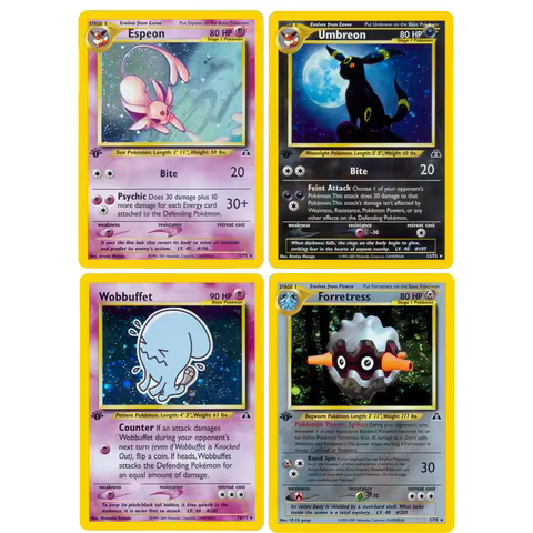 4PCS PKM Card Charizard Gyarados 1996 Base Set Blastoise Espeon Umbreon Jolteon Foil Card Game Colle