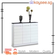 kaysee|Alberteen 6 Tier / Layer Black Top White Shoe Rack Cabinet with 3 Drawers