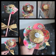 免費寄送 全港獨家 Free Ship Handmade Fabric Flower and Chocolate Bouquet 人工手作金沙布藝花束朱古力 送母親女友老婆謝師散水禮物 Teacher