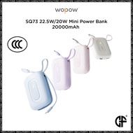 WOPOW SQ73 20000mAh Mini Power Bank with Built-in LN & Type-C Cables, 22.5W/20W Fast Charging for iP