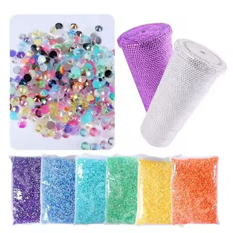 Multi-color jelly resin diamond AB2mm-6mm non-thermal fixed rhinestones for handmade DIY glass cup s