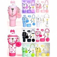 6pcs Accessories Set Suitable For 40oz And 30oz Cups, Includes Handle, 10mm Straw Lid, Pom Pom Hange