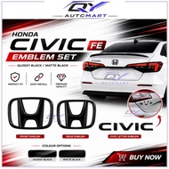 Honda Civic FE Front Rear Emblem Civic Wording Logo Matte/Glossy Black Logo Civic FE logo Civic FE A