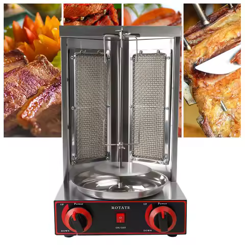 Doner Grill 3000 W LPG Kebap Grill 220 V Gas Doner Kebab Machine for Chicken Turkey Tacos Kebap, Sta