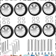 8pcs Luggage Wheels Replacement Kit,Dia 2in/50mm Thick 0.47in/12mm Resistant Rubber Mute Caster Repl