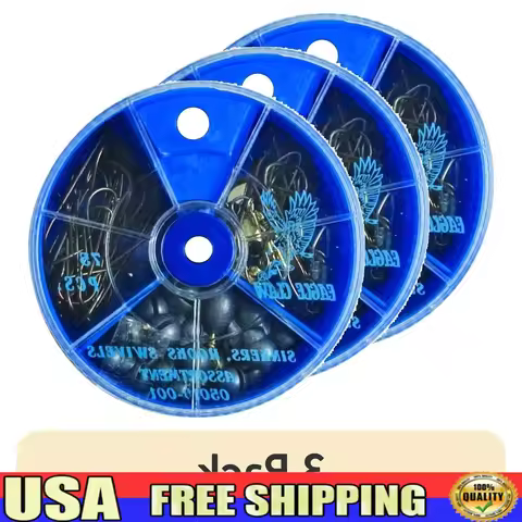 75pcs Hook Swivel Sinker Assortment Pack Baitholder Split Shot Bass Casting Sinker Aberdeen Hooks Fi