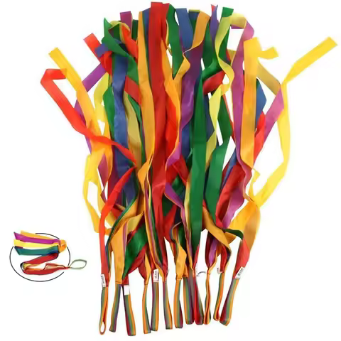 2PCS Rainbow Ribbon Streamer Rhythmic Gymnastics Dance Fun Party Games Kids Sensory Development Toys