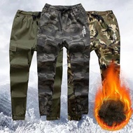 Winter Camouflage Pants for Men, Fleece-Lined, Thickened, Stretchy, Wear-Resistant Cargo Pants, Loos