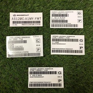 STICKER BARCODE [RXZ/Y15ZR/Y125Z/LC135/KRISS]