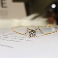 Au585 Italian K Gold Chain/26 Points Natural Diamond Clavicle Chain/Necklace/24 Hours Shipment, Let 