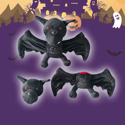 2025 New Ozzy Osbourne Bat Plush Toys Halloween Bat Stuffed Dolls Simulated Bat Home Party Decor Gif