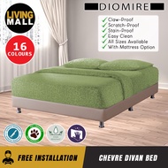Living Mall Chevre Divan Bed Frame Pet Friendly Scratch-proof Fabric 16 Colours - With Mattress Add-On Options