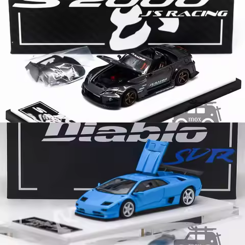 Micro Turbo 1:64 S2000 AP1 J's Racing CoolCar Full Carbon Black Diablo SVR Metallic Blue HEC2026 Die