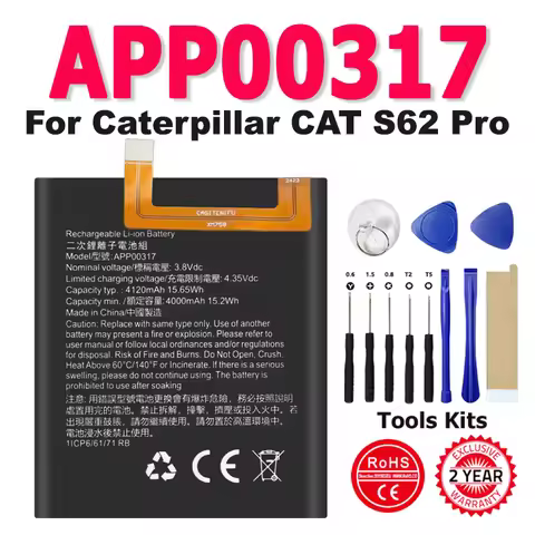 APP00317 New Repalcement Battery 4120mAh 15.65Wh For Caterpillar CAT S62 Pro S62Pro Bateria Batterij