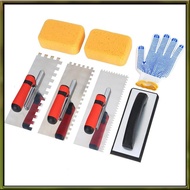 Squared Trowel 3pcs Set Grout Sponges andWork Gloves Ideal forCement, Concrete, Masonry Tile