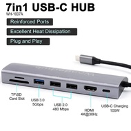 7 Inch Hub 3.0 Type-C To 100w Pd Powered 4k 30hz Hdmi Usb Tf Sd Card Slot Port Multiport Adapter Dongle For Lap Macbook Air P