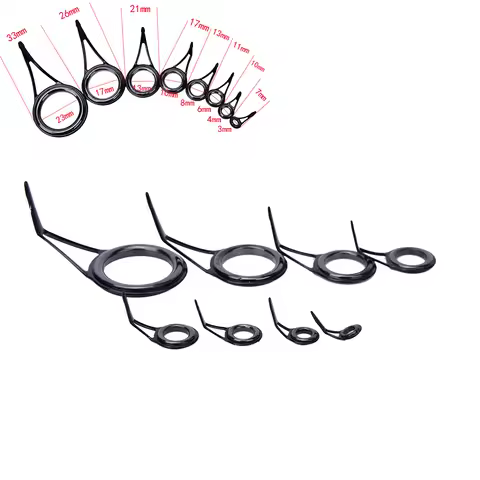 New-8Pcs Fishing Rod Guide Tip Top Ring Circle Pole Repair Kit 8-Size Fishing Tools