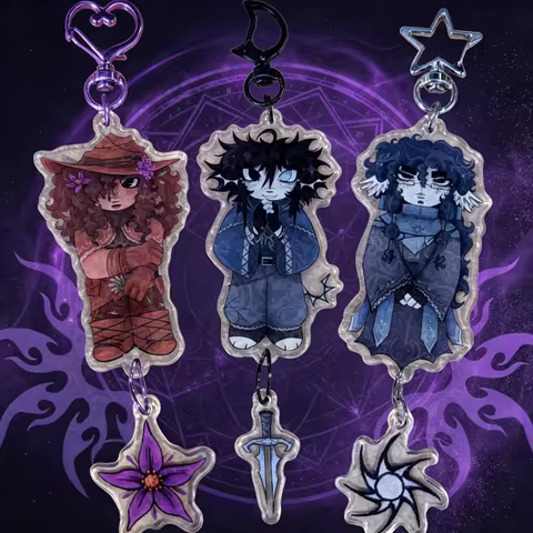 FORSAKEN Azure Two Time&Amarah Dangle Acrylic Keychain Set,Pendant Character KeyRing,Backpack Orname