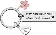 Sweet 16 Happy 16th Birthday Gifts 16th Happy Birthday Keychain for Women Graduation Gifts 16 Years 