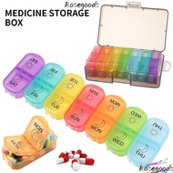 ROSE Plastic Pill Box Large Capacity Medicine Dispenser Medicine Storage Box Morning and Night Porta