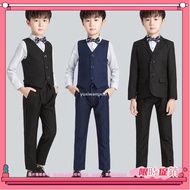 [Handsome Children's Suit Vest Suit] Little Host Three-Piece Suit British Suit Boy Dress Jacket Perf