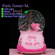 Paris Tower Music Box Bola Kristal Crystal Ball Light Romantic Rotating Music Box Bola Kristal Cryst
