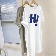 【Dress Oversize】(40-150kg) Korean Style Plus Size Short Sleeve Midi Dress Letter Print T-shirt Dress
