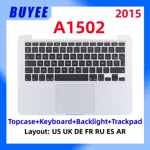 For Macbook Retina Pro 13.3" A1502 2015 Topcase Keyboard Backlight Trackpad US UK Spanish France Rus