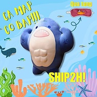 Thú nhồi bông cá mập cơ bắp - Size từ 45cm đến 75cm - Quà tặng cá mập cơ bắp nhồi bông êm mịn dễ thư
