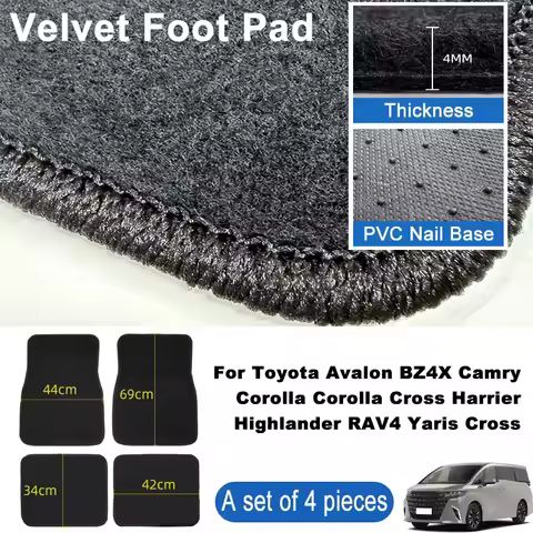 For Toyota Avalon BZ4X Camry Corolla Corolla Cross Car Floor Mats Black Non-Slip 4Pcs Front & Rear F