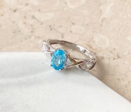 天然托帕石海藍寶1克拉925純銀戒指裸石寶石輕珠寶半寶石