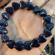 Heart-shaped blue sandstone, gold sandstone bracelet 心形蓝砂石，金沙石手链