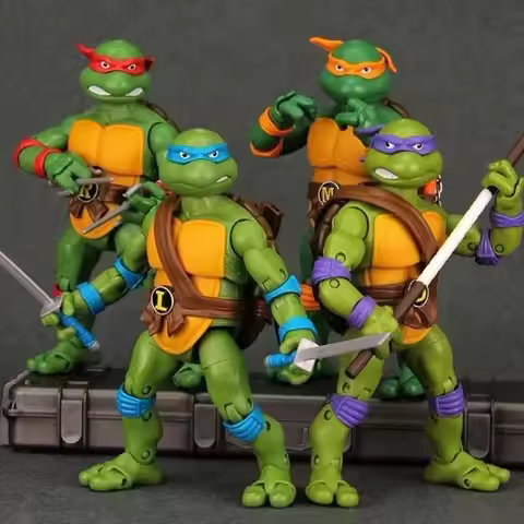 Herocross:Classic Retro Version Of Ninja Turtles Figurines Anime Character Decorations Movable Model