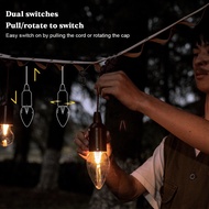 Charlcomy Wood Grain Pull String Light Camping Glamping Warm Hanging Lamp Waterproof Outdoor Battery