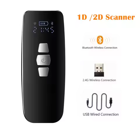 Mini Barcode Scanner USB Wired/Bluetooth/ 2.4G Wireless 1D 2D QR PDF417 Bar code for iPad iPhone And