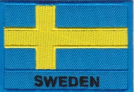 iron on patch Embroidery Country flag Sweden Skandinavia 7x5 cm สวีเดน ธงประจำชาติ ตัวรีด เย็บติดผ้า