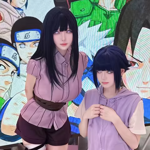 Hyuga Hinata Cosplay Costume Wig for Women Purple Long Cute Ninja Outfit Perfect for Halloween Carni