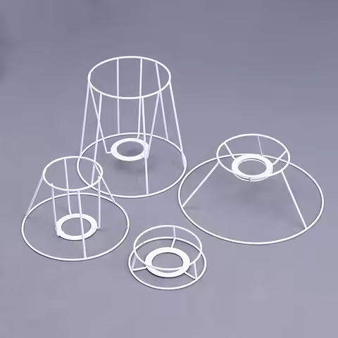 Lamp Lampshade Shade Wire Frame DIY Guard Ring Light Cage Holder Bulbpendant Drum Table Metal Vintag
