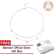 BAMOER สร้อยคอจี้เพชรมอยส์ซาไนท์มีพู่ห้อยแบบ925เงินสเตอร์ลิงเป็นประกายสร้อยคอสองชั้นสำหรับ MSN034ของ