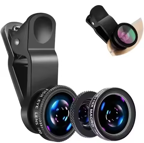 3in1 Fisheye Wide Angle Micro Camera Lens ZY for iPhone Xiaomi Redmi 3in1 Zoom Fish Eye Len on Smart