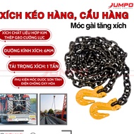 Cargo crane chain, pulling chain set, 6mm load capacity 1 ton, length 1m, 2m, 3m. Comes with hooks t