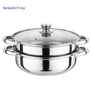 28 CM 2 Tier Stainless Steel Steamer Pot with Lid for Cooking Vegetables Seafood