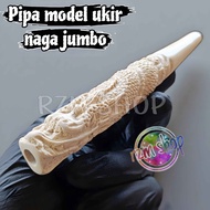 pipa rokok once cangklong ukir naga besar panjang model gading JUMBO