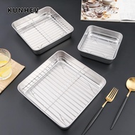 KUNHEV BBQ Tray, Rectangle Bakeware Tools Baking Pan,  304 Stainless Steel Non-stick Cooling Rack Ov