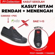 PX37-104ABK / PX37-1104ABK - KASUT SEKOLAH JENAMA PALLAS X-SERIES KASUT HITAM BERTALI ( SCHOOL SHOE 
