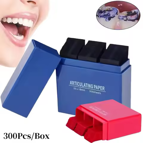 300Sheets Dental Articulating Paper Orthodontic Bite Strips Blue/Red 55*18mm Tooth Whitening Articul