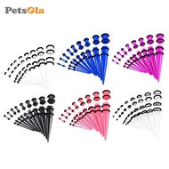 PETSOLA 18Pcs Gauges Kit Tapers and Plugs Acrylic Tunnels 14G-00G Ear Stretching Set for