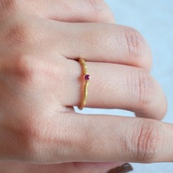 Mini Ruby Gold Plated Real Silver Ring Small Stone Cute Chakra1-Stability Safety Feel Confident In S