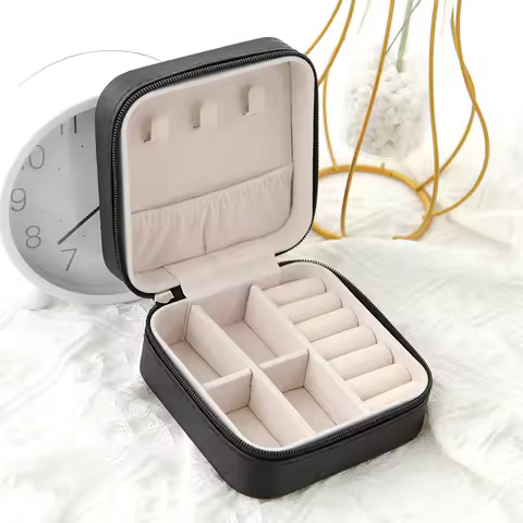Portable Jewelry Box, Travel Jewellery Case, mini Ring Earring Organizer, Zipper Jewel Storage Box,