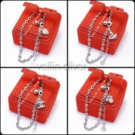 Authentic 925 Silver Bracelet with White Gold Plating - Bracelet 925 Silver Carved Nori ChainWanita